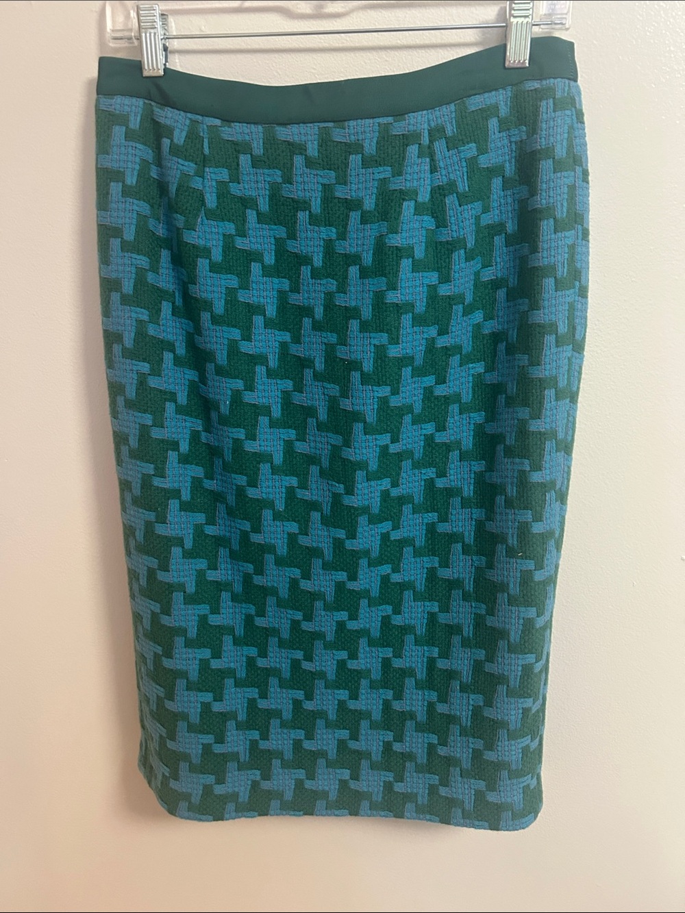 BODEN Women’s Wool Tweed Pencil Skirt Blue Green Lined Career Office Size 6